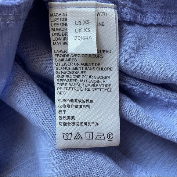 Free People Puff Long Sleeve Blue Button-Up Kiss Kiss Laced Cuff Blouse XS - Picture 8 of 15